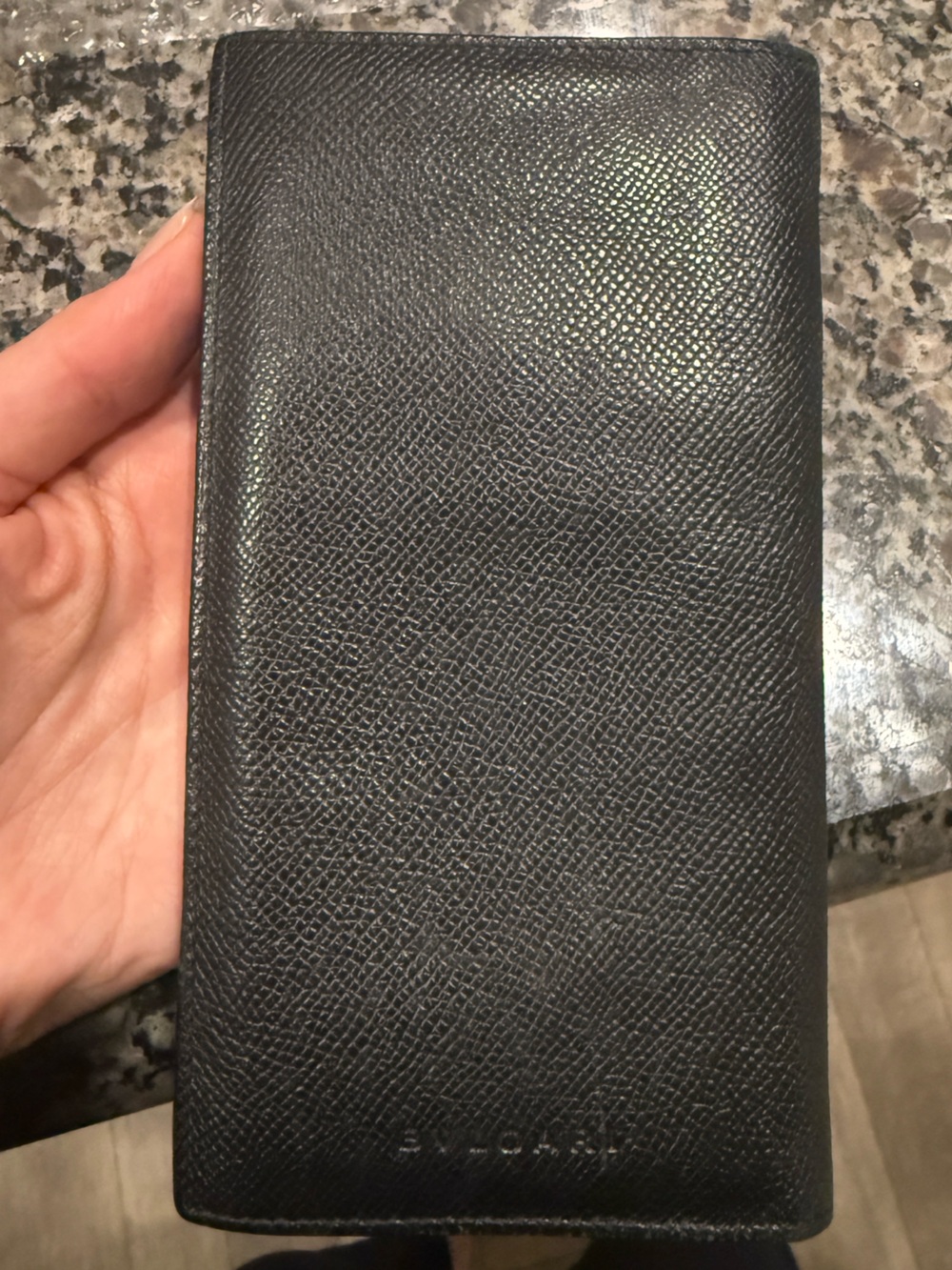 Bulgari Black Textured Leather Card Holder Wallet